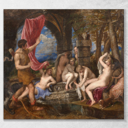 Diana E Atteone Titian Tiziano Vecellio ttn21 quadro stampato su tela