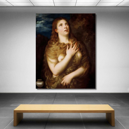 Maria Maddalena In Penitenza Titian Tiziano Vecellio ttn38 quadro stampato su tela