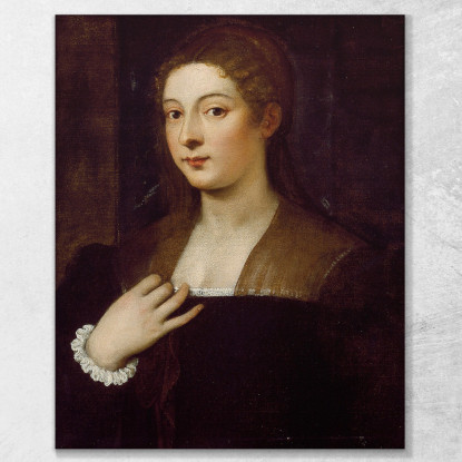 Ritratto Di Signora Titian Tiziano Vecellio ttn45 quadro stampato su tela