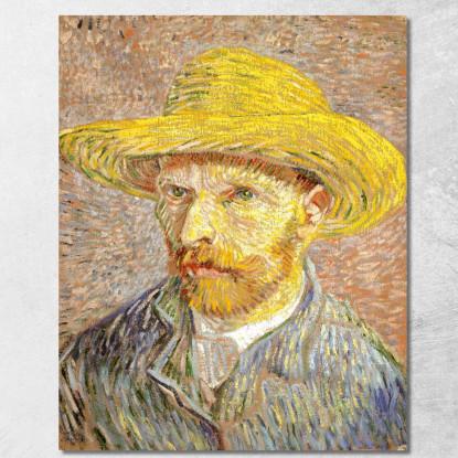 Autoritratto Con Cappello Di Paglia Vincent van Gogh vvg7 quadro stampato su tela