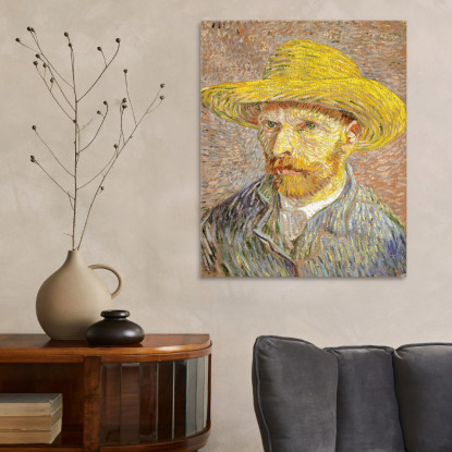 Autoritratto Con Cappello Di Paglia Vincent van Gogh vvg7 quadro stampato su tela