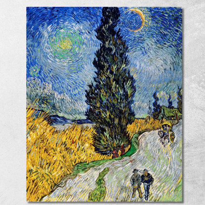 Strada Con Cipresso E Stella Vincent van Gogh vvg13 quadro stampato su tela