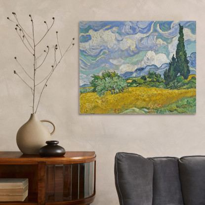 Campo Di Grano Con Cipressi Vincent van Gogh vvg15 quadro stampato su tela