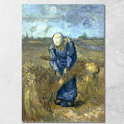 Contadina Lega Covoni Dopo Millet Vincent van Gogh vvg53 quadro stampato su tela