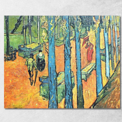 Les Alyscamps Foglie D'Autunno Che Cadono Vincent van Gogh vvg64 quadro stampato su tela