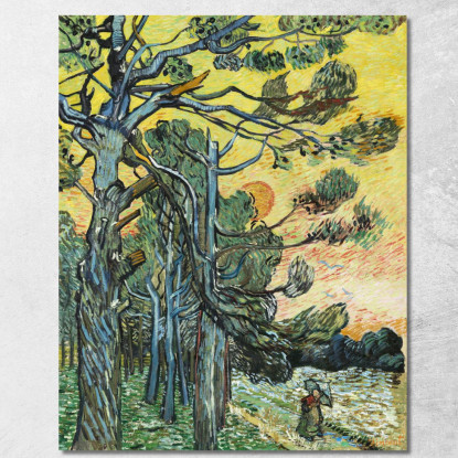 Pini Al Tramonto Vincent van Gogh vvg68 quadro stampato su tela