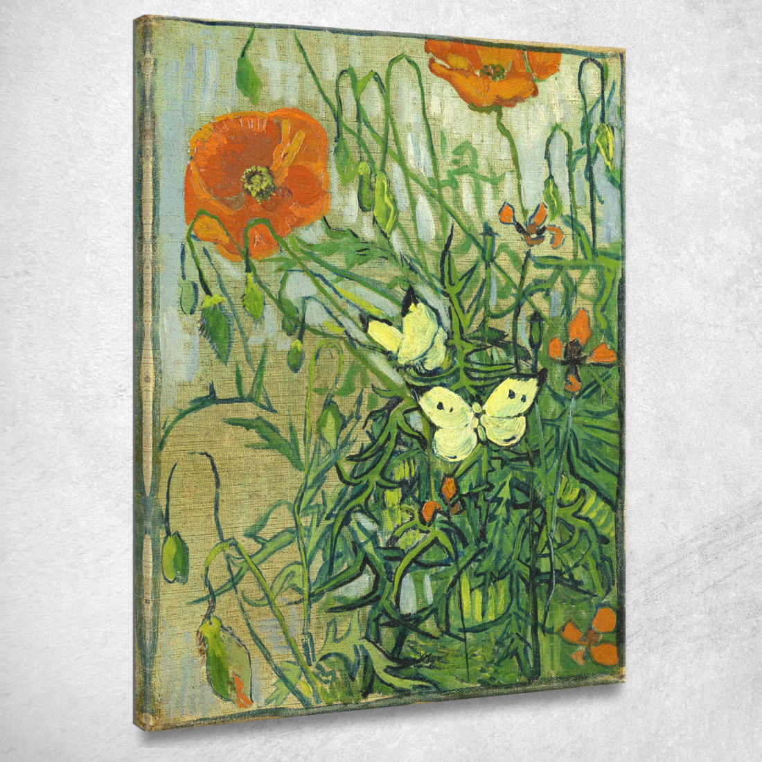 Farfalle E Papaveri Vincent van Gogh vvg115 quadro stampato su tela Farfalle E Papaveri Vincent van Gogh vvg115 quadro stampato su tela