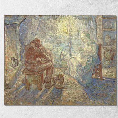 Sera Dopo Millet Vincent van Gogh vvg121 quadro stampato su tela