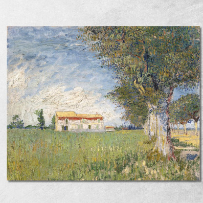 Agriturismo In Un Campo Di Grano Vincent van Gogh vvg123 quadro stampato su tela