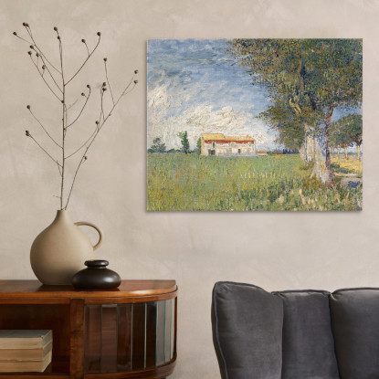 Agriturismo In Un Campo Di Grano Vincent van Gogh vvg123 quadro stampato su tela