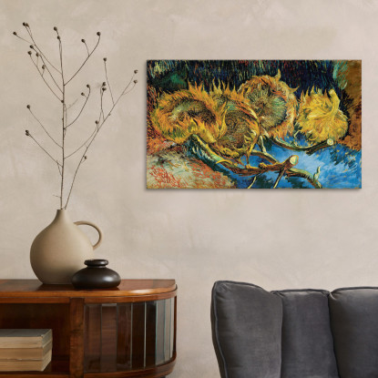 Quattro Girasoli Andati A Seme Vincent van Gogh vvg128 quadro stampato su tela