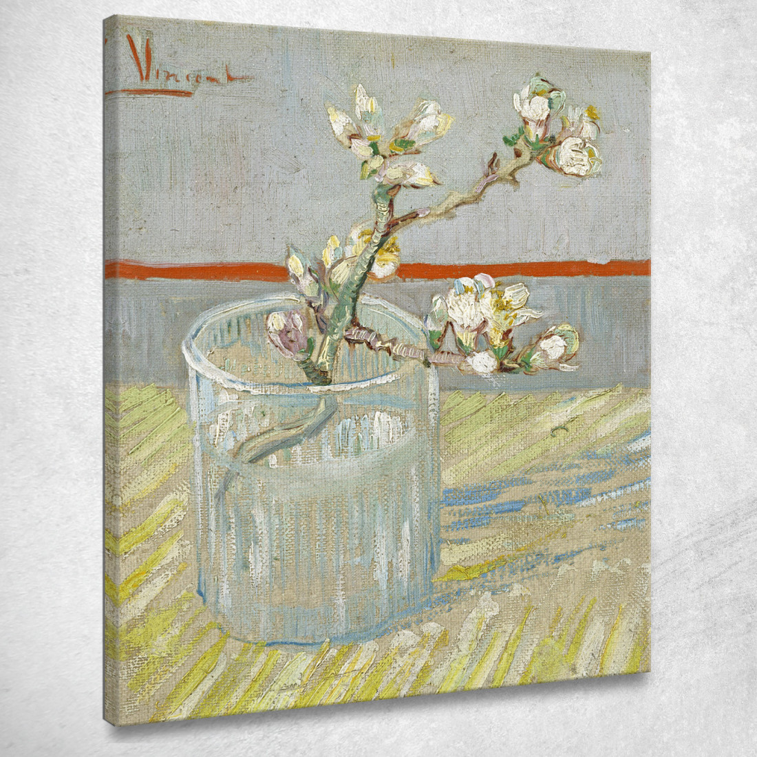 Rametto Di Mandorla In Fiore In Un Bicchiere Vincent van Gogh vvg163 quadro stampato su tela Rametto Di Mandorla In Fiore In Un Bicchiere Vincent van Gogh vvg163 quadro stampato su tela