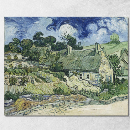 Cottage Con Il Tetto Di Paglia A Cordeville Vincent van Gogh vvg166 quadro stampato su tela