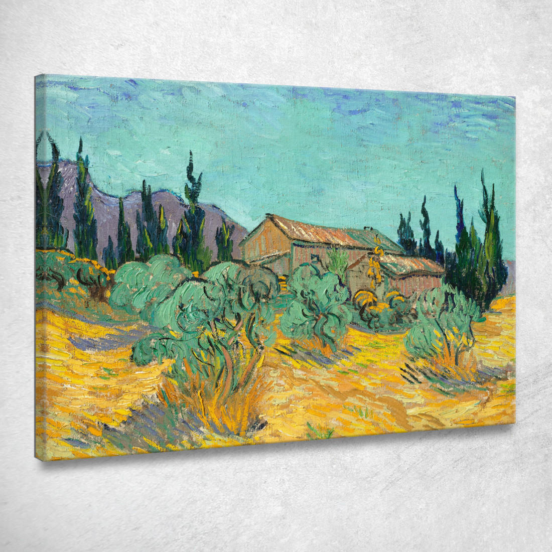 Capanne In Legno Tra Ulivi E Cipressi Vincent van Gogh vvg200 quadro stampato su tela