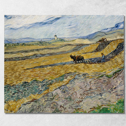 Campo Recintato Con Aratore Vincent van Gogh vvg207 quadro stampato su tela