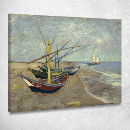 Barche Da Pesca Sulla Spiaggia Di Les Saintes-Maries-De-La-Mer Vincent van Gogh vvg214 quadro stampato su tela