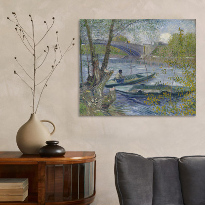 Pesca In Primavera Al Pont De Clichy Asnières Vincent van Gogh vvg215 quadro stampato su tela