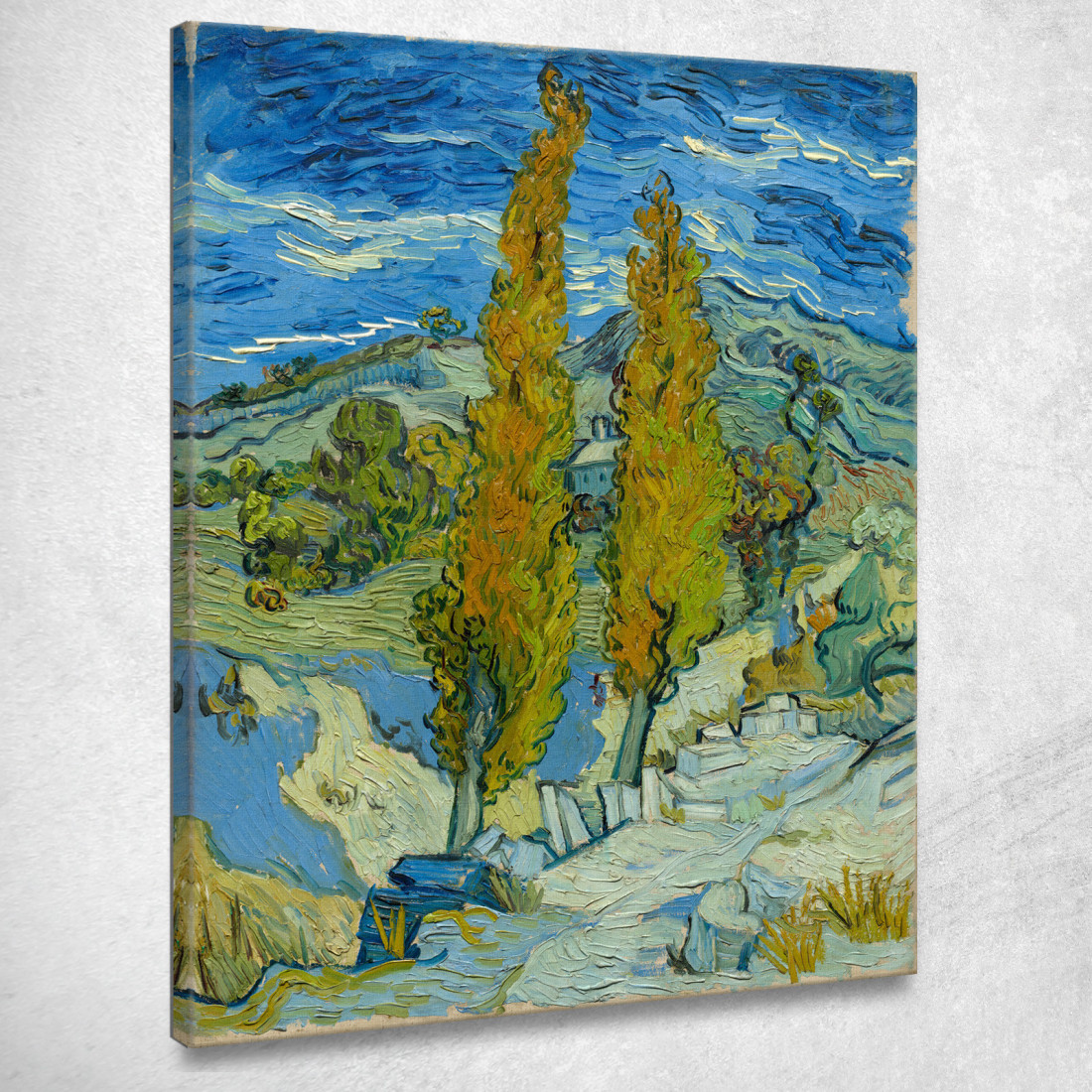 Due Pioppi Nelle Alpilles Vicino A Saint-Rémy Vincent van Gogh vvg305 quadro stampato su tela Due Pioppi Nelle Alpilles Vicino A Saint-Rémy Vincent van Gogh vvg305 quadro stampato su tela