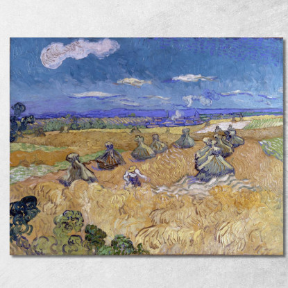 Campi Di Grano Con Reaper Auvers Vincent van Gogh vvg338 quadro stampato su tela