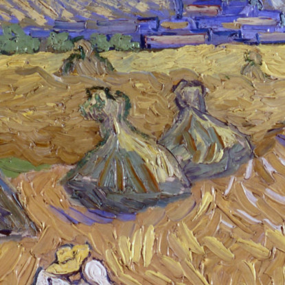 Campi Di Grano Con Reaper Auvers Vincent van Gogh vvg338 quadro stampato su tela