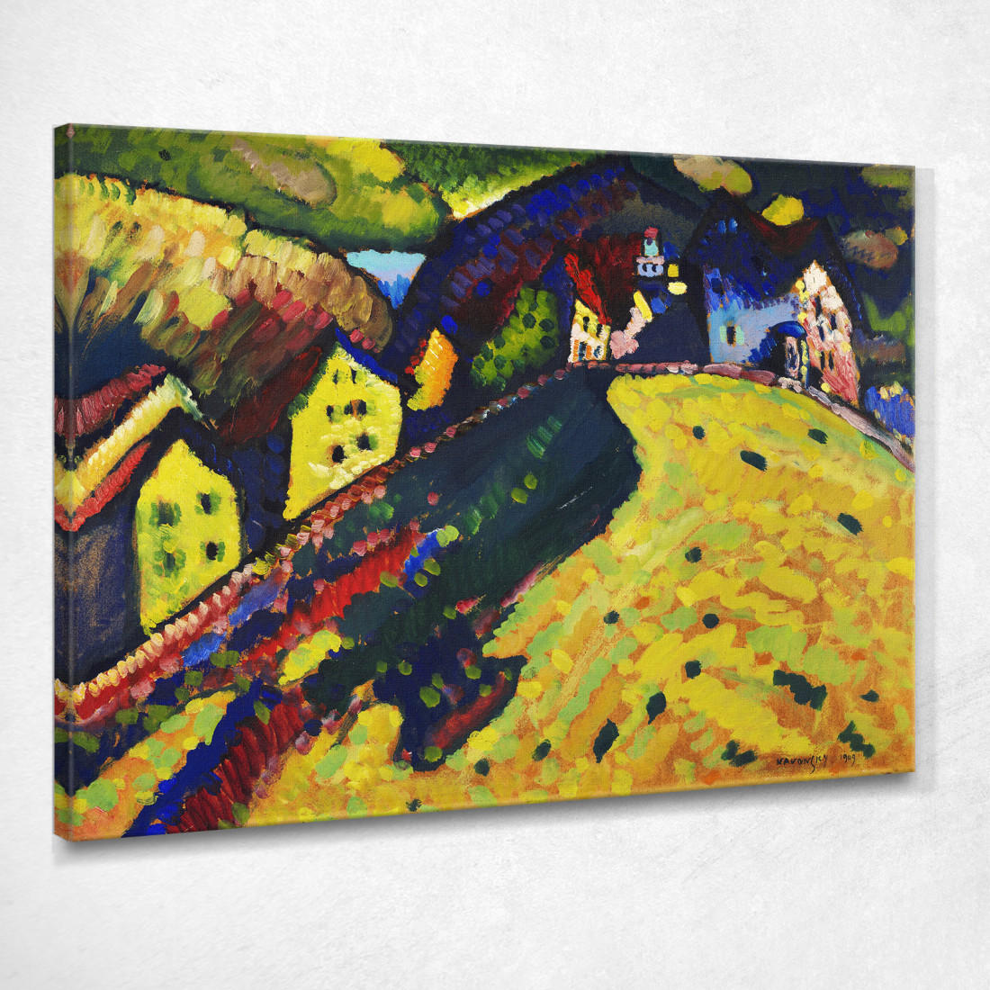 Case A Murnau 1909 Wassily Kandinsky wk75 quadro stampato su tela Case A Murnau 1909 Wassily Kandinsky wk75 quadro stampato su tela