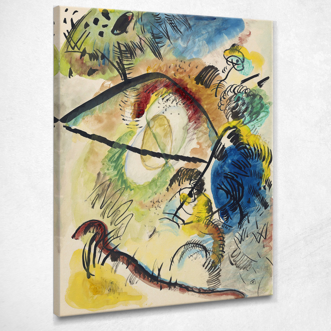 Acquerello Ix Con Linee Nere Wassily Kandinsky wk251 quadro stampato su tela Acquerello Ix Con Linee Nere Wassily Kandinsky wk251 quadro stampato su tela