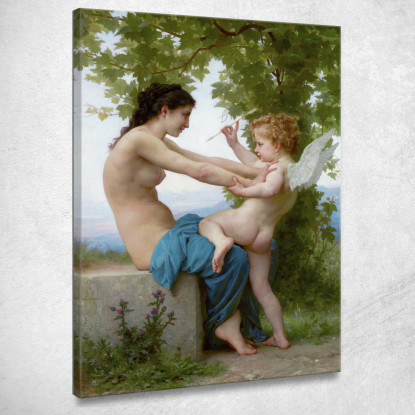 Una Giovane Ragazza Che Si Difende Dall'Eros William Bouguereau wbg4 quadro stampato su tela