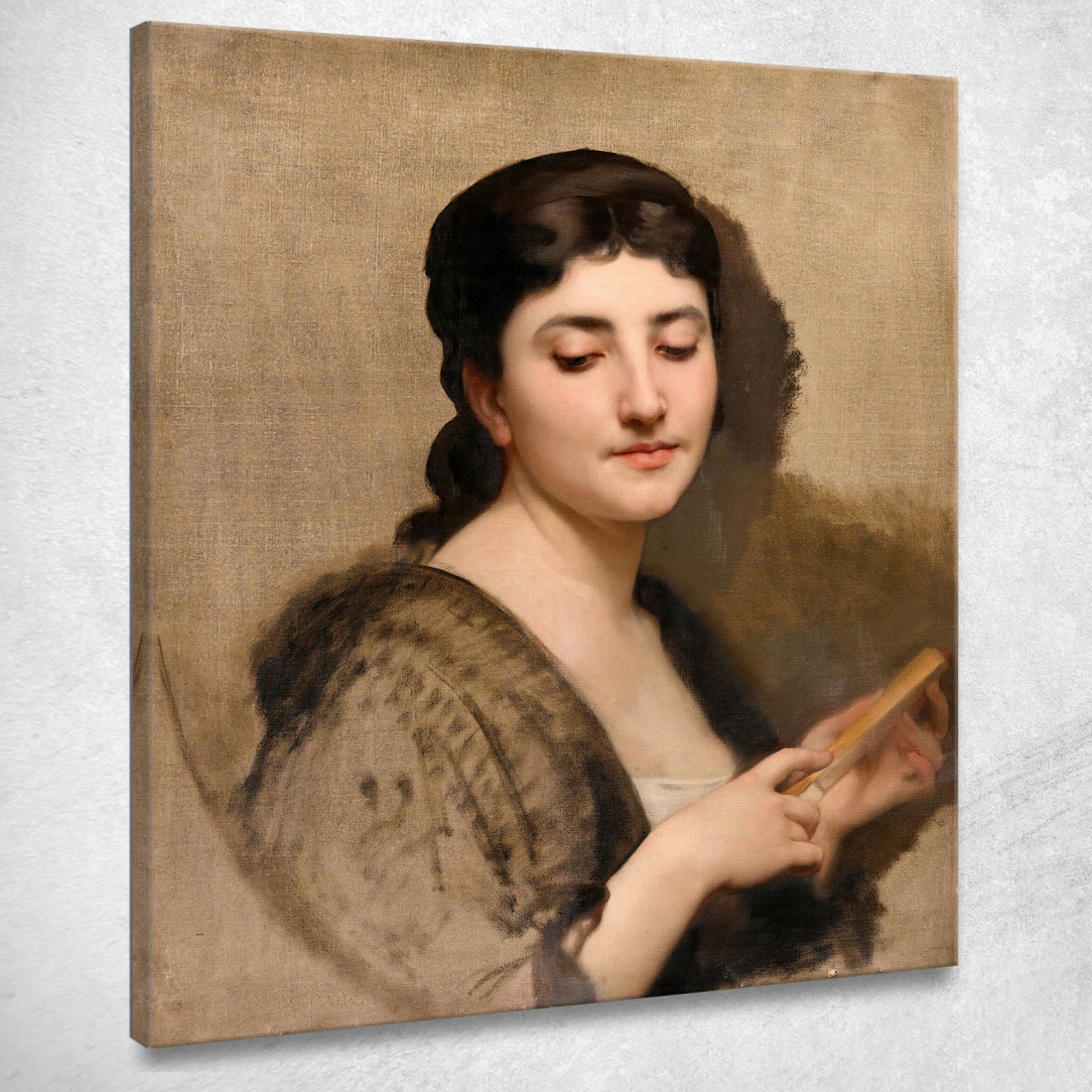 Una Giovane Donna Con Un Ventaglio William Bouguereau wbg5 quadro stampato su tela Una Giovane Donna Con Un Ventaglio William Bouguereau wbg5 quadro stampato su tela