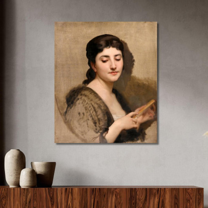 Una Giovane Donna Con Un Ventaglio William Bouguereau wbg5 quadro stampato su tela