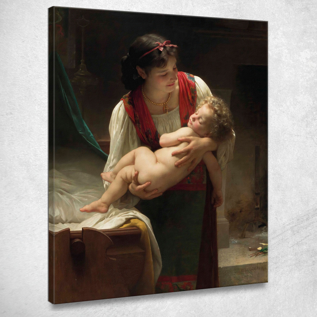 Ninna Nanna Ora Di Andare A Dormire William Bouguereau wbg20 quadro stampato su tela