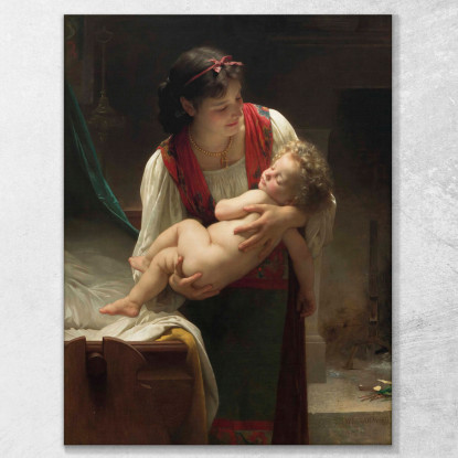 Ninna Nanna Ora Di Andare A Dormire William Bouguereau wbg20 quadro stampato su tela