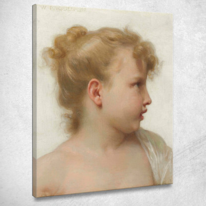 Studio Della Testa Del Volto Di Una Bambina Di Profilo William Bouguereau wbg36 quadro stampato su tela