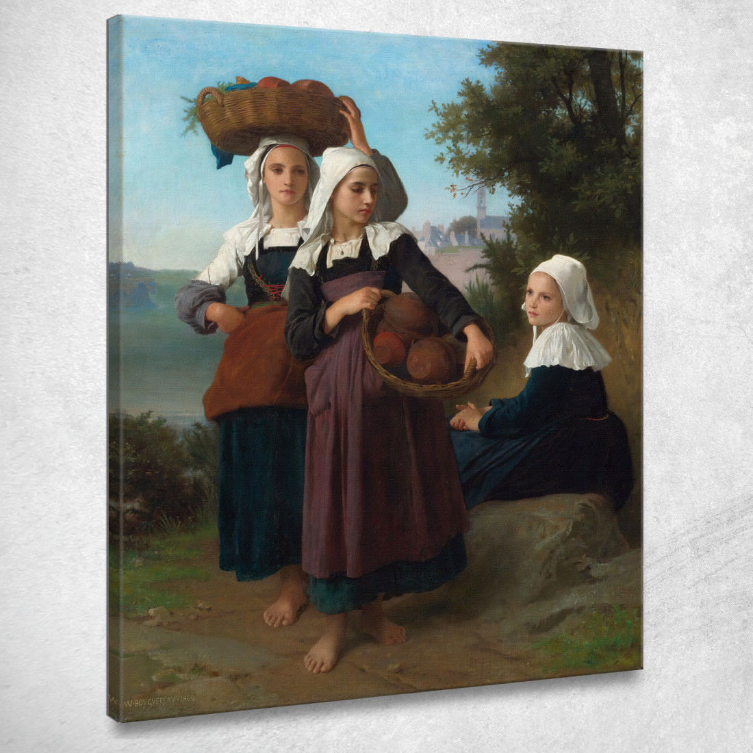 Ragazze Fouesnant Di Ritorno Dal Mercato William Bouguereau wbg41 quadro stampato su tela Ragazze Fouesnant Di Ritorno Dal Mercato William Bouguereau wbg41 quadro stampato su tela