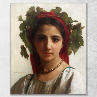 Fanciulla Coronata Di Viti William Bouguereau wbg55 quadro stampato su tela