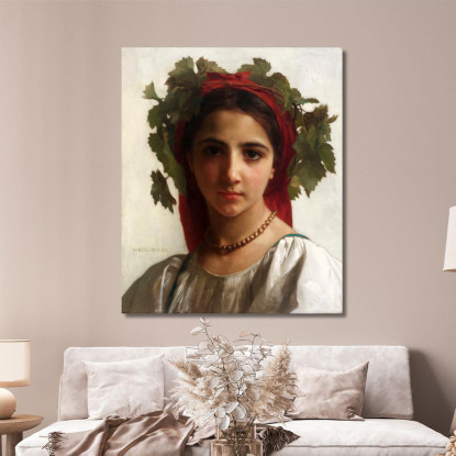 Fanciulla Coronata Di Viti William Bouguereau wbg55 quadro stampato su tela