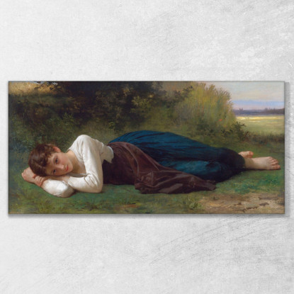 Riposo Giovane Ragazza Sdraiata William Bouguereau wbg88 quadro stampato su tela