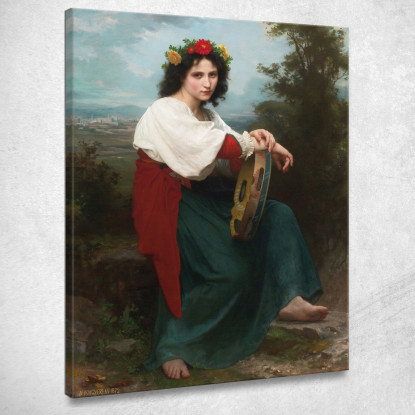 L'Italiano Al Tambour De Basque William Bouguereau wbg111 quadro stampato su tela