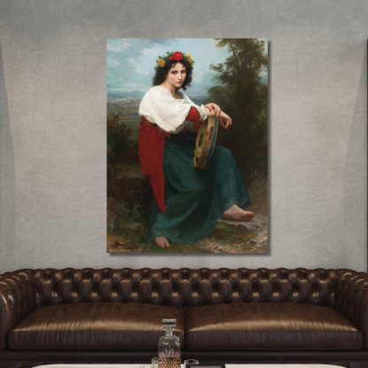 L'Italiano Al Tambour De Basque William Bouguereau wbg111 quadro stampato su tela