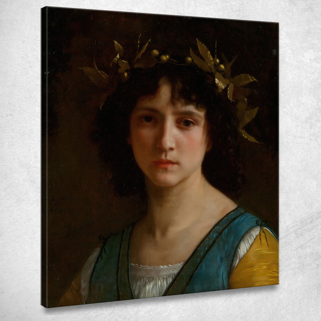 Testa Italiana Con Corona D'Alloro William Bouguereau wbg175 quadro stampato su tela Testa Italiana Con Corona D'Alloro William Bouguereau wbg175 quadro stampato su tela