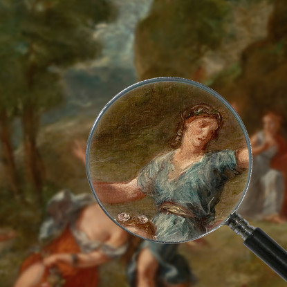 La Primavera Euridice Morsa Da Un Serpente Mentre Coglie I Fiori La Morte Di Euridice Eugène Delacroix quadro stampato su tela