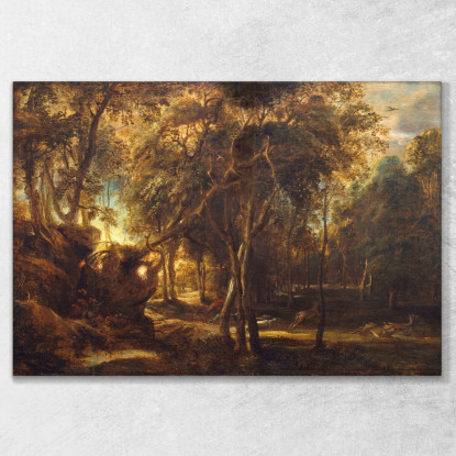 Una Foresta All'Alba Con Caccia Al Cervo Peter Paul Rubens ppr5 quadro stampato su tela