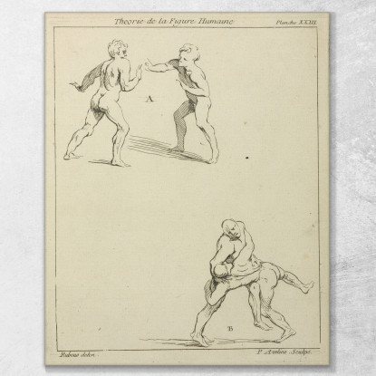 Two Pairs Of Figures One Pair Extending Right Arms Toward Each Other The Other Pair Wrestling Peter Paul Rubens canvas print