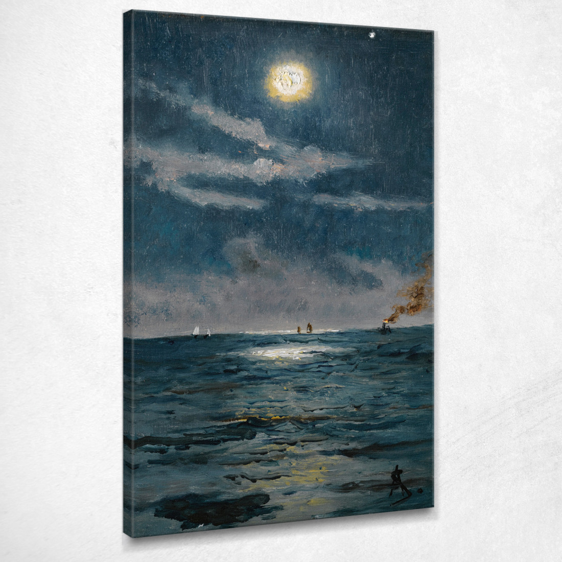 Una Scena Marina Tranquilla Al Chiaro Di Luna Alfred Stevens stal1 quadro stampato su tela Una Scena Marina Tranquilla Al Chiaro Di Luna Alfred Stevens stal1 quadro stampato su tela