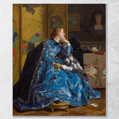 Una Duchessa Il Vestito Blu Alfred Stevens stal2 quadro stampato su tela