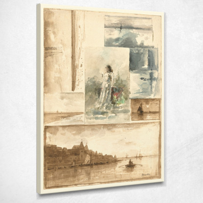 Un Collage Trompe L'Oeil Alfred Stevens stal6 quadro stampato su tela