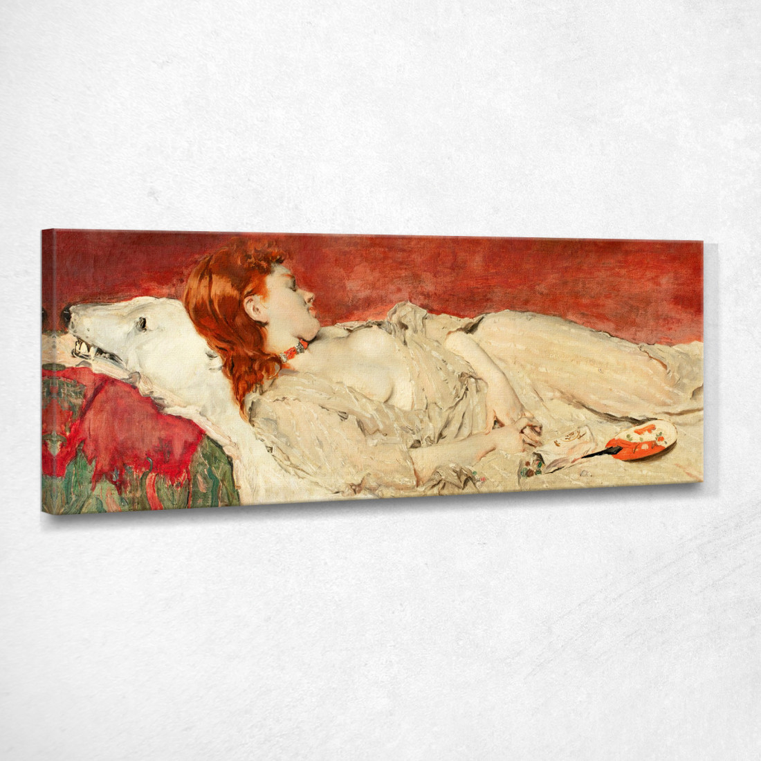 Una Giovane Ragazza Dai Capelli Rossi Che Dorme Su Una Pelle D'Orso Alfred Stevens stal7 quadro stampato su tela Una Giovane Ragazza Dai Capelli Rossi Che Dorme Su Una Pelle D'Orso Alfred Stevens stal7 quadro stampato su tela