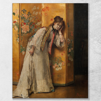 Curioso Alfred Stevens stal17 quadro stampato su tela