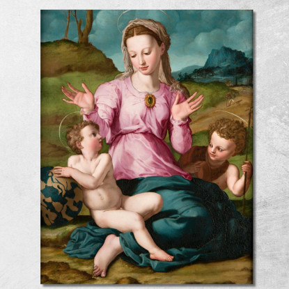 Madonna Col Bambino E San Giovanni Battista Agnolo Bronzino abz8 quadro stampato su tela