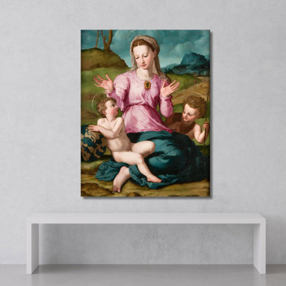 Madonna Col Bambino E San Giovanni Battista Agnolo Bronzino abz8 quadro stampato su tela