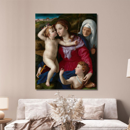 Vergine Col Bambino Sant'Elisabetta E San Giovanni Battista Agnolo Bronzino abz24 quadro stampato su tela